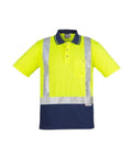 Syzmik Men’s Hi Vis Spliced Polo - Short Sleeve Shoulder Taped ZH233 Work Wear Syzmik Yellow/Navy S 