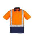 Syzmik Men’s Hi Vis Spliced Polo - Short Sleeve Shoulder Taped ZH233 Work Wear Syzmik Orange/Navy S 