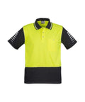 SYZMIK Men’s Hi Vis Zone Polo ZH236 Work Wear Syzmik Yellow/Black 7XL 