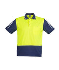 SYZMIK Men’s Hi Vis Zone Polo ZH236 Work Wear Syzmik Yellow/Navy 7XL 