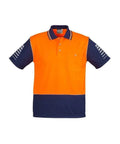 SYZMIK Men’s Hi Vis Zone Polo ZH236 Work Wear Syzmik Orange/Navy 7XL 
