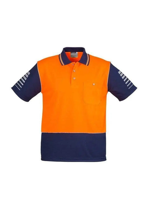 SYZMIK Men’s Hi Vis Zone Polo ZH236 Work Wear Syzmik Orange/Navy 7XL 