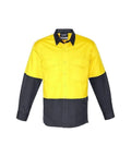 SYZMIK Men’s Rugged Cooling Hi-Vis Spliced Shirt ZW128 Work Wear Syzmik Yellow/Charcoal 5XL 
