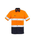 SYZMIK Men’s Rugged Cooling Taped Hi-Vis Spliced S/S Shirt ZW835 Work Wear Syzmik Orange/Navy XXS 
