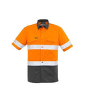 SYZMIK Men’s Rugged Cooling Taped Hi-Vis Spliced S/S Shirt ZW835 Work Wear Syzmik Orange/Charcoal XXS 