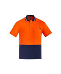 SYZMIK mens hi vis cotton s/s polo zh435 Work Wear Syzmik Orange/Navy XXS 