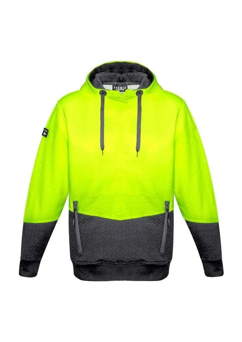 SYZMIK Unisex Hi-Vis Textured Jacquard Hoodie ZT477 Work Wear Syzmik Yellow/Charcoal XXS 