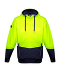 SYZMIK Unisex Hi-Vis Textured Jacquard Hoodie ZT477 Work Wear Syzmik Yellow/Navy XXS 
