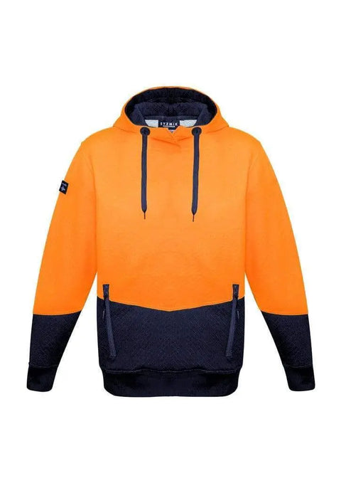 SYZMIK Unisex Hi-Vis Textured Jacquard Hoodie ZT477 Work Wear Syzmik Orange/Navy XXS 