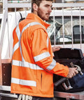SYZMIK Unisex Hi Vis X Back 2 In 1 Soft Shell Rain Jacket ZJ680 Work Wear Syzmik   