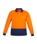 Unisex Hi Vis Basic Spliced Polo - Long Sleeve ZH232 Work Wear Syzmik Orange/Navy XXS 