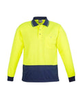 Unisex Hi Vis Basic Spliced Polo - Long Sleeve ZH232 Work Wear Syzmik Yellow/Navy XXS 