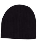 Cable Knit Beanie With Fleece Head BandCH64 Active Wear Winning Spirit Black One size 
