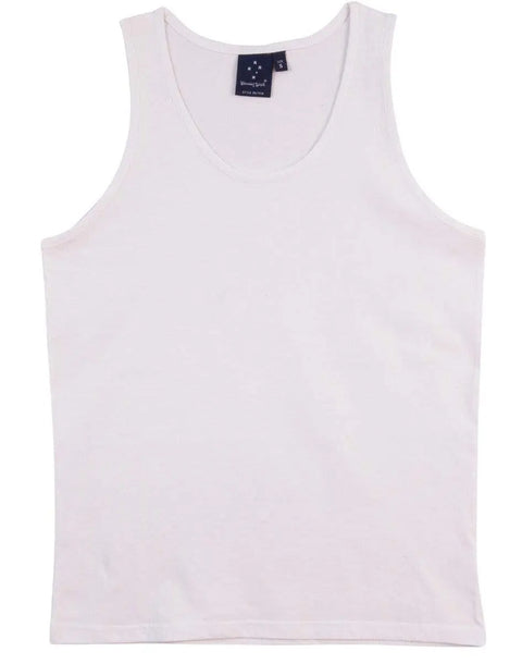 Winning Spirit Men's Trainer's Cotton Singlet Ts18 Casual Wear Winning Spirit White S 