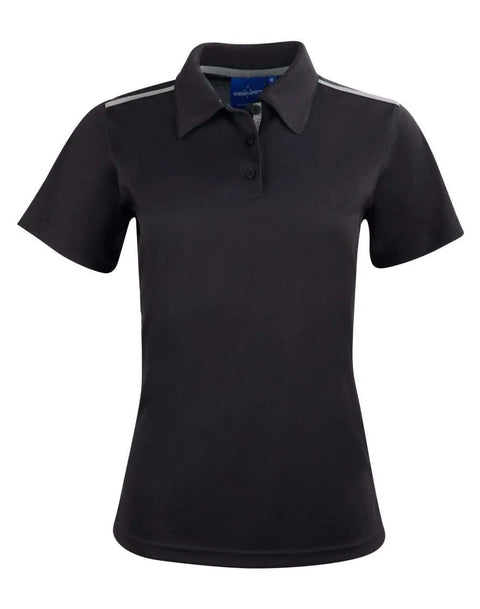 Winning Spirit PS84 STATEN POLO SHIRT Ladies Casual Wear Winning Spirit Black/Ash 6 