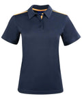 Winning Spirit PS84 STATEN POLO SHIRT Ladies Casual Wear Winning Spirit Navy/Gold 6 
