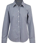 Winning Spirit Ladies’ Gingham Check Long Sleeve Shirt M8300L Corporate Wear Winning Spirit Navy/White 6 