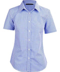 Winning Spirit Ladies’ Two Tone Gingham Short Sleeve Shirt M8320 Corporate Wear Winning Spirit Navy/White/Skyblue 6 