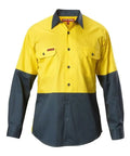 Hard Yakka Hi-visibility Two Tone Cotton Drill Shirt Long Sleeve Y07982 - Allsorts Workwear