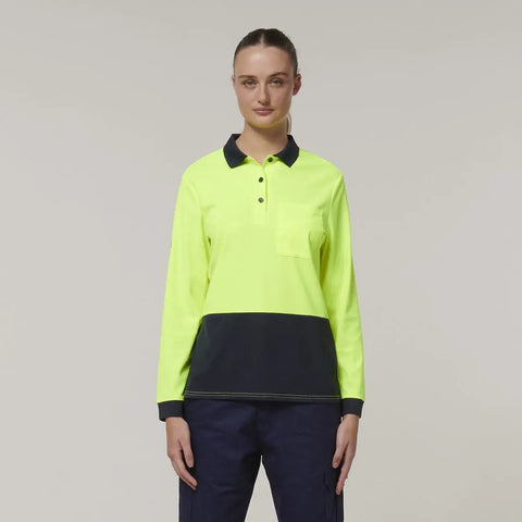 Hard Yakka Women's Long Sleeve Hi Vis Polo Shirt Y08603 - Allsorts Workwear