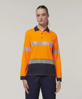 Hard Yakka Women's Long Sleeve Hi Vis Taped Polo Shirt Y08604 - Allsorts Workwear