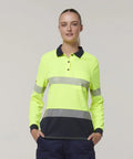 Hard Yakka Women's Long Sleeve Hi Vis Taped Polo Shirt Y08604 - Allsorts Workwear