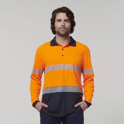 Hard Yakka Men's Long Sleeve Taped Polo Shirt Y19619 - Allsorts Workwear