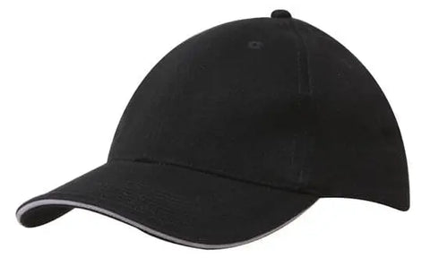 Headwear Brushed Heavy Cotton Cap With Sandwich Trim X12 - 4210 - Allsorts Workwear
