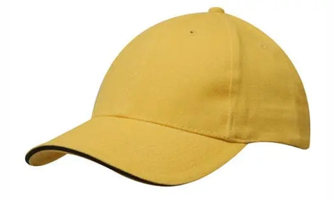 Headwear Brushed Heavy Cotton Cap With Sandwich Trim X12 - 4210 - Allsorts Workwear