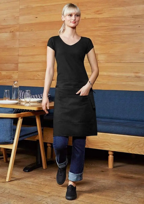 Biz Collection Hospitality & Chefwear Black Biz Collection Chef Short Waisted Apron BA94